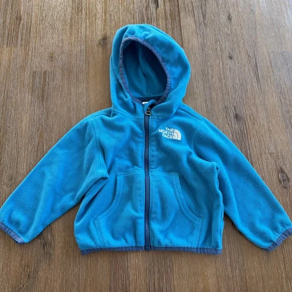 The North Face Baby Bright Blue Fleece Zip Up Hoodie size 6-12 months - Picture 1 of 7